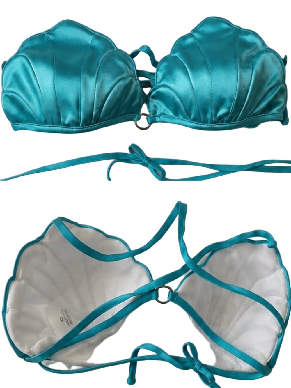 Turquoise Shell Bikini Top Small Mermaid Ring Detail Swimwear